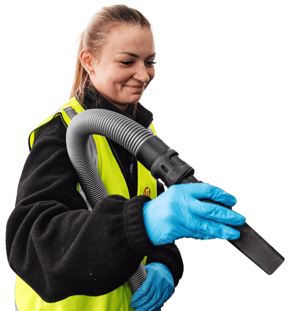 Motorclean staff with vacuum